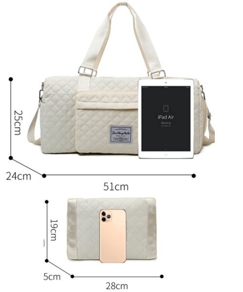 COMON＋（コモンプラス）の「折り畳み可能 シューズ収納付き 大容量2WAYボストン キャリーオンバッグ（ゴルフグッズ・メンズ・アイボリー/ブラック・FREE）」の22枚目の写真