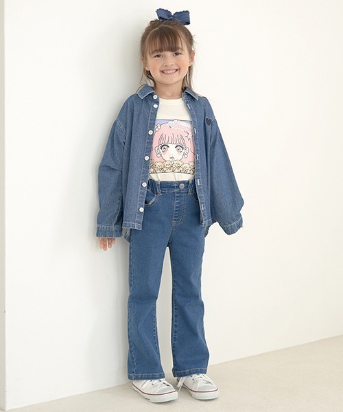 Lycee mine(リセマイン)の「きれいシルエットしっかりストレッチフレアデニムパンツ(デニムパンツ・キッズ・ブルー/ライトブルー・100cm/110cm/120cm/130cm/140cm/150cm)」の9枚目の写真
