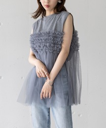 MAISON BREEZE | 【MAISON BREEZE】プリーツチュールドッキングノースリーブ PO 224-841-6181(Tシャツ/カットソー)