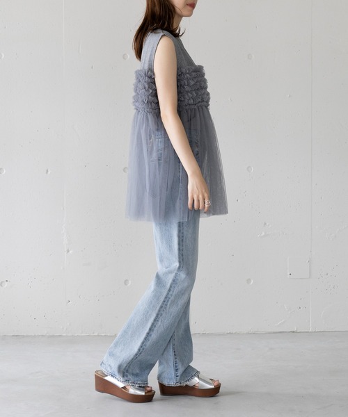 MAISON BREEZE(メゾンブリーズ)の「【MAISON BREEZE】プリーツチュールドッキングノースリーブ PO DTK(Tシャツ/カットソー・レディース・ホワイト/グレー/ブラック・FREE)」の20枚目の写真