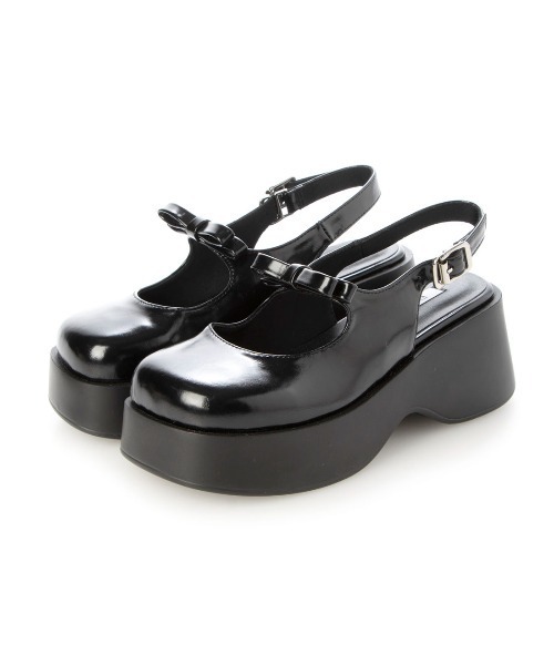 EVOL（イーボル）の「【EVOL】XSからLLまで豊富なサイズ展開/軽量厚底リボンメリージェーン IX5462（パンプス・レディース・ブラック/アイボリー・LL/S/M/L/XS）」の6枚目の写真