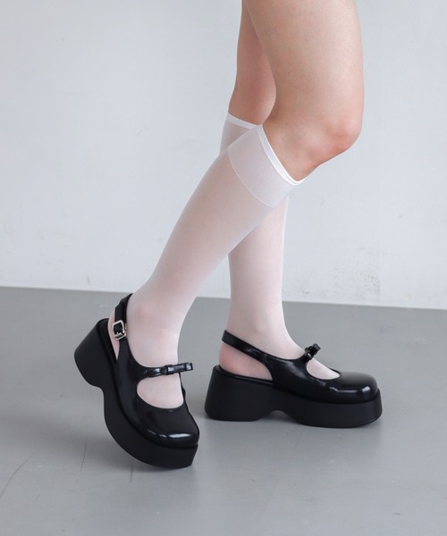 EVOL（イーボル）の「【EVOL】XSからLLまで豊富なサイズ展開/軽量厚底リボンメリージェーン IX5462（パンプス・レディース・ブラック/アイボリー・LL/S/M/L/XS）」の20枚目の写真