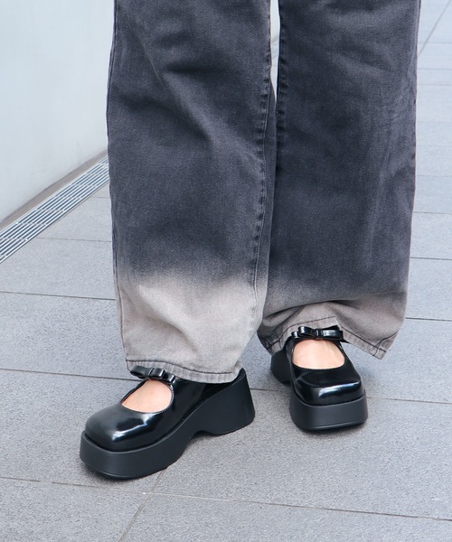 EVOL（イーボル）の「【EVOL】XSからLLまで豊富なサイズ展開/軽量厚底リボンメリージェーン IX5462（パンプス・レディース・ブラック/アイボリー・LL/S/M/L/XS）」の22枚目の写真