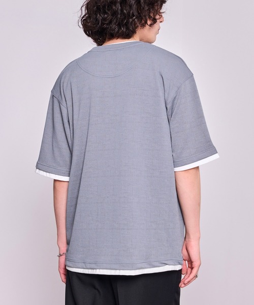  j.n.r.d（ジェー・エヌ・アール・ディー）の「j.n.r.d/格子フクレジャガードフェイクレイヤード（Tシャツ/カットソー・メンズ・チャコールグレー/ブルー/ベージュ・L/M/LL）」の16枚目の写真