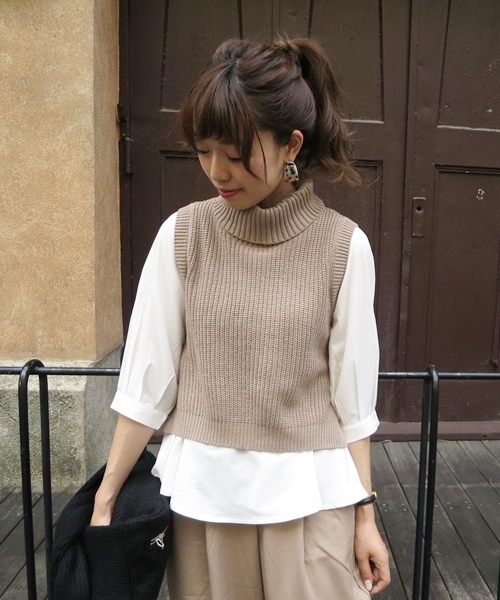 Chico（チコ）の「ニットベスト・チュニックセット（ニット/セーター・レディース・ベージュ/グレー/ブラック・FREE）」の3枚目の写真