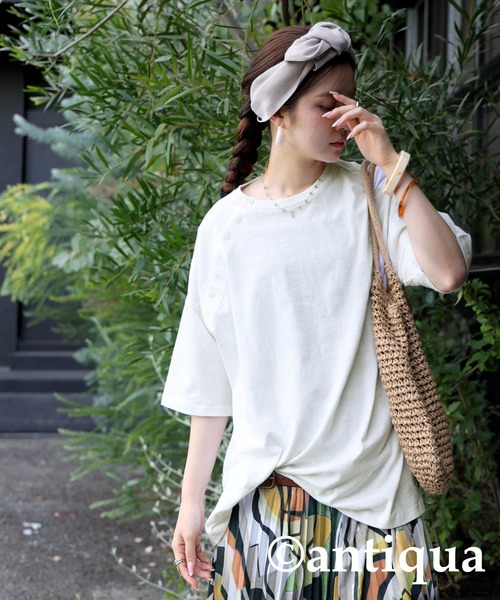 綿麻Tシャツ（Tシャツ/カットソー）｜antiqua（アンティカ）の