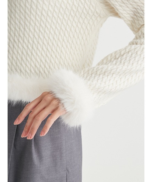 最終値下げ　CELFORD セルフォード ケーブルニットファーカーデ CELFORD（セルフォード）の「ケーブルニットファーカーデ