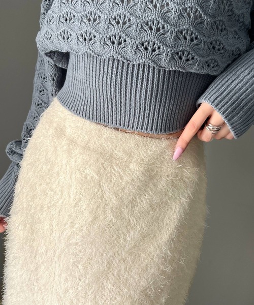 mily bilet(ミウィビレット)の「【mily bilet】カジュアルと女性らしさ両方が叶う!バックスリットシャギーストレートスカート(スカート・レディース・ブラック/アイボリー・LARGE/MEDIUM/SMALL/X-LARGE)」の9枚目の写真