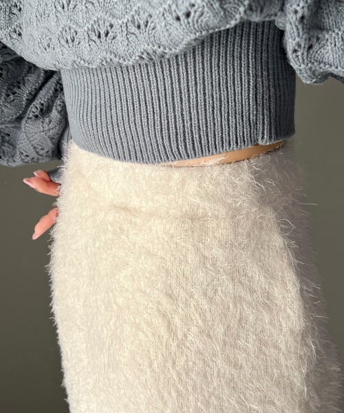 mily bilet(ミウィビレット)の「【mily bilet】カジュアルと女性らしさ両方が叶う!バックスリットシャギーストレートスカート(スカート・レディース・ブラック/アイボリー・LARGE/MEDIUM/SMALL/X-LARGE)」の8枚目の写真