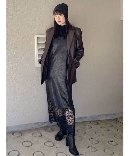 MURUA（ムルーア）の「レースドッキングワンピース（ワンピース・レディース・ブラック/カーキ・FREE）」の5枚目の写真