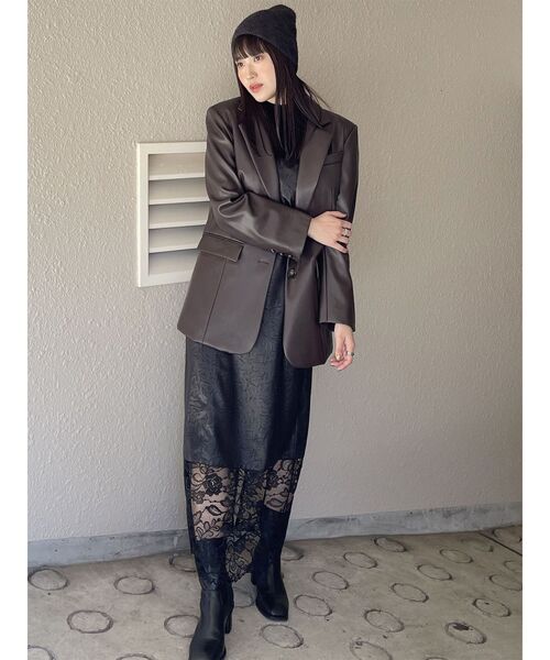 MURUA（ムルーア）の「レースドッキングワンピース（ワンピース・レディース・ブラック/カーキ・FREE）」の6枚目の写真