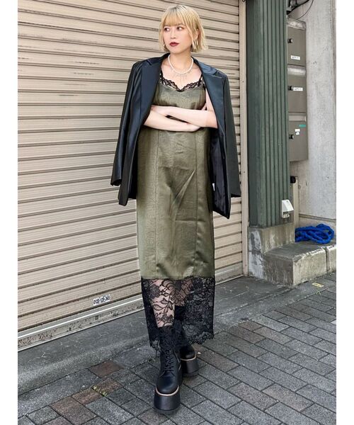 MURUA（ムルーア）の「レースドッキングワンピース（ワンピース・レディース・ブラック/カーキ・FREE）」の14枚目の写真