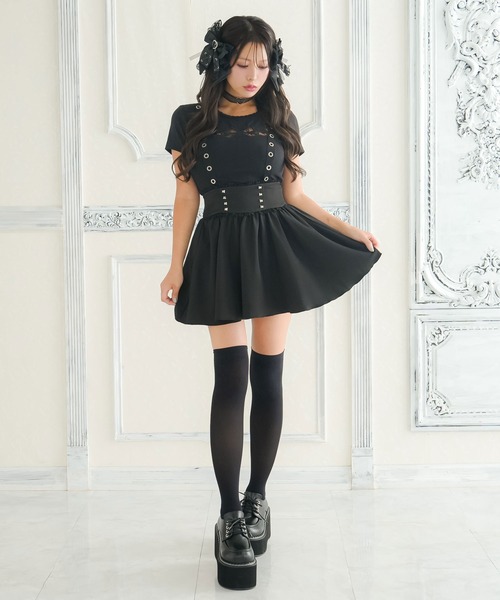 Diable baiser(ディアブルベーゼ)の「透けレースリボンハートカットソー(Tシャツ/カットソー・レディース・ブラック/ホワイト・SMALL/MEDIUM/LARGE/LL)」の4枚目の写真