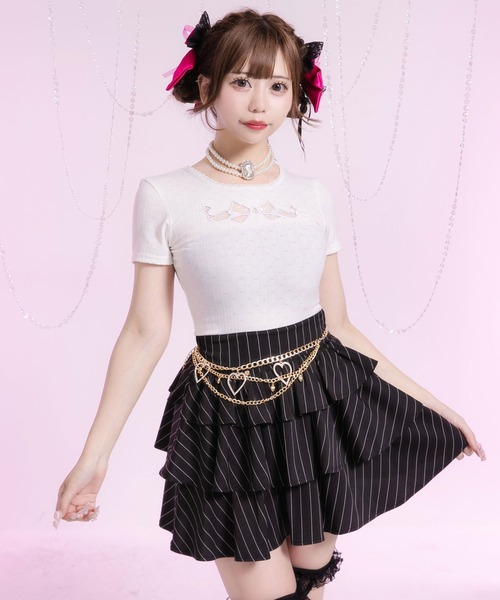 Diable baiser(ディアブルベーゼ)の「透けレースリボンハートカットソー(Tシャツ/カットソー・レディース・ブラック/ホワイト・SMALL/MEDIUM/LARGE/LL)」の13枚目の写真
