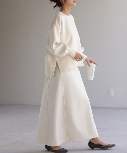 HUG.U（ハグユー）の「【セットアップ可】Aラインスウェットスカート（スカート・レディース・ベージュ/ライトグレー/ブラック/アイボリー・FREE）」の12枚目の写真