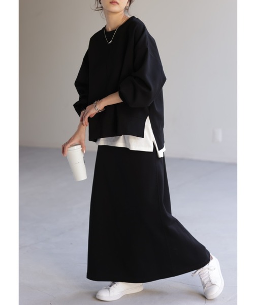 HUG.U（ハグユー）の「【セットアップ可】Aラインスウェットスカート（スカート・レディース・ベージュ/ライトグレー/ブラック/アイボリー・FREE）」の10枚目の写真