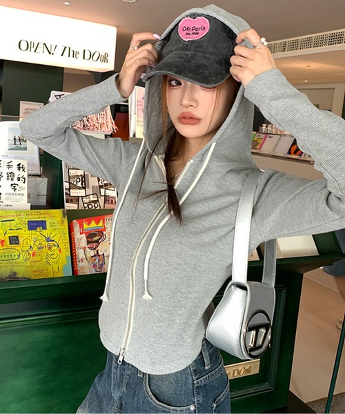 【新品タグ付き✨】ルネ　パーカー　ダブルジップパーカー　パール　リボン　36 新品タグ付き✨】ルネ パーカー ダブルジップパーカー パール