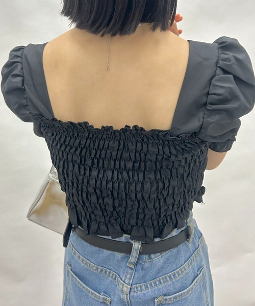 mebole(メボレ)の「シフォンシルエットブラウス(シャツ/ブラウス・レディース・ホワイト/ブラック・FREE)」の5枚目の写真