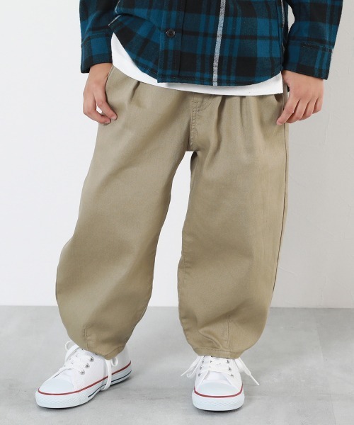 devirock（デビロック）の「ストレッチツイル ルーズタックパンツ（チノパンツ・キッズ・パープル系/ベージュ系1/アイボリー/スミクロ・100cm/110cm/120cm/130cm/140cm/150cm/160cm）」の3枚目の写真