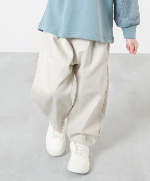 devirock（デビロック）の「ストレッチツイル ルーズタックパンツ（チノパンツ・キッズ・パープル系/ベージュ系1/アイボリー/スミクロ・100cm/110cm/120cm/130cm/140cm/150cm/160cm）」の2枚目の写真