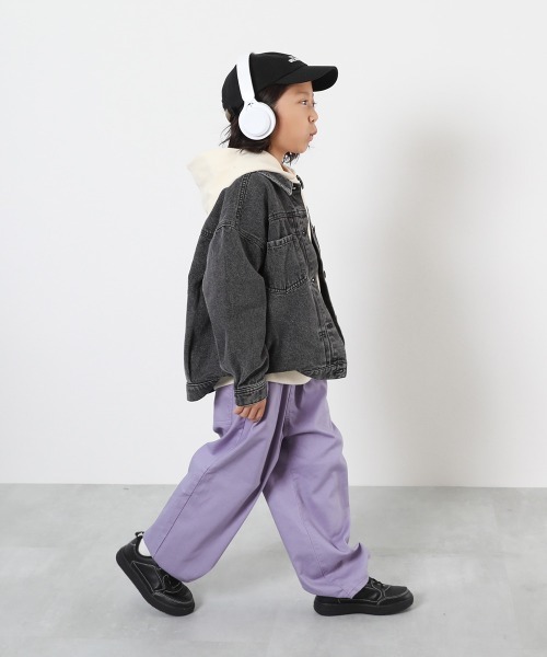 devirock（デビロック）の「ストレッチツイル ルーズタックパンツ（チノパンツ・キッズ・パープル系/ベージュ系1/アイボリー/スミクロ・100cm/110cm/120cm/130cm/140cm/150cm/160cm）」の8枚目の写真