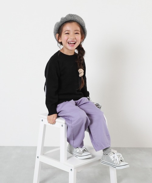 devirock（デビロック）の「ストレッチツイル ルーズタックパンツ（チノパンツ・キッズ・パープル系/ベージュ系1/アイボリー/スミクロ・100cm/110cm/120cm/130cm/140cm/150cm/160cm）」の9枚目の写真