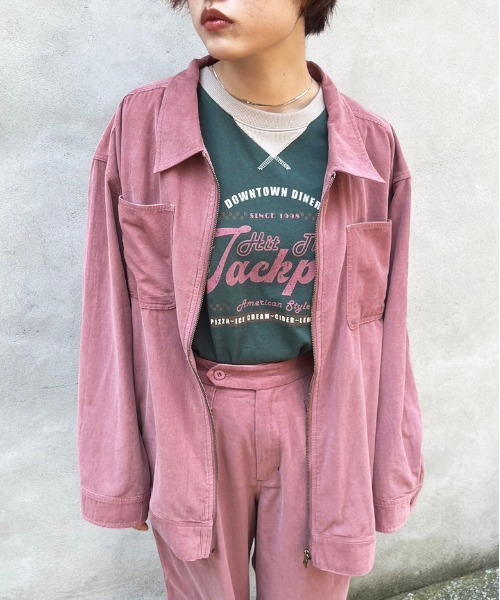 DOUBLE NAME（ダブルネーム）の「【軽く羽織れる！】コーデュロイZIPシャツジャケット/ユニセックス（その他アウター・レディース・ブラウン/ピンク/ベージュ・FREE）」の3枚目の写真