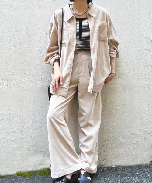 DOUBLE NAME（ダブルネーム）の「【軽く羽織れる！】コーデュロイZIPシャツジャケット/ユニセックス（その他アウター・レディース・ブラウン/ピンク/ベージュ・FREE）」の8枚目の写真