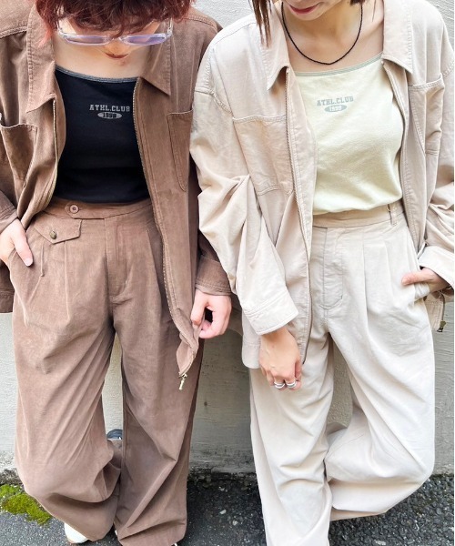 DOUBLE NAME（ダブルネーム）の「【軽く羽織れる！】コーデュロイZIPシャツジャケット/ユニセックス（その他アウター・レディース・ブラウン/ピンク/ベージュ・FREE）」の4枚目の写真