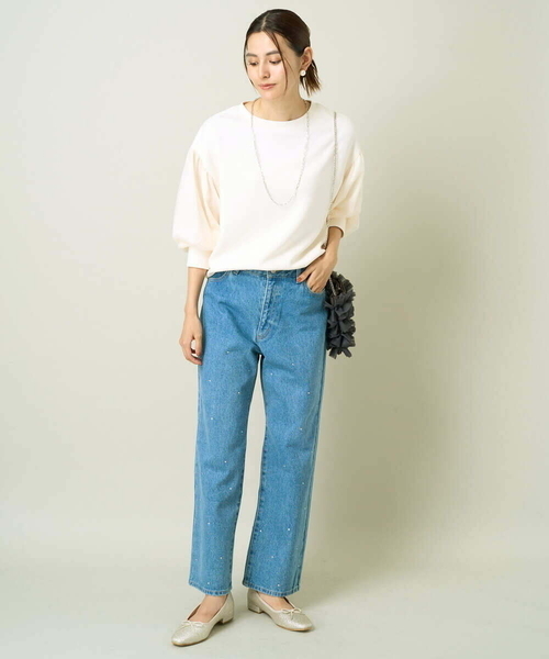 a.v.v(アーヴェヴェ)の「チュールスリーブトップス(Tシャツ/カットソー・レディース・アイボリー/ブラック・40/38/36/34/42)」の4枚目の写真