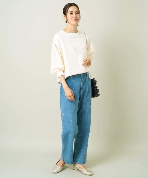 a.v.v(アーヴェヴェ)の「チュールスリーブトップス(Tシャツ/カットソー・レディース・アイボリー/ブラック・40/38/36/34/42)」の5枚目の写真