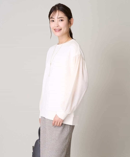 a.v.v(アーヴェヴェ)の「チュールスリーブトップス(Tシャツ/カットソー・レディース・アイボリー/ブラック・40/38/36/34/42)」の9枚目の写真