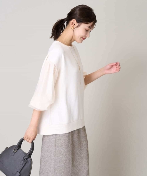 a.v.v(アーヴェヴェ)の「チュールスリーブトップス(Tシャツ/カットソー・レディース・アイボリー/ブラック・40/38/36/34/42)」の10枚目の写真