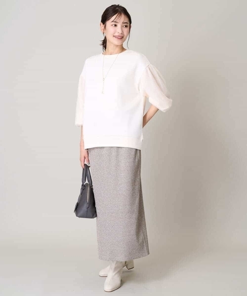 a.v.v(アーヴェヴェ)の「チュールスリーブトップス(Tシャツ/カットソー・レディース・アイボリー/ブラック・40/38/36/34/42)」の12枚目の写真