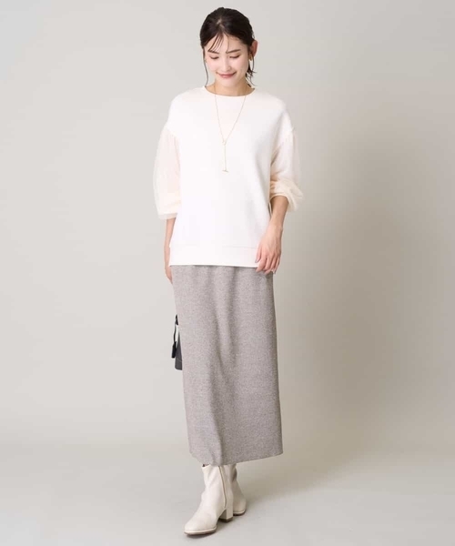 a.v.v(アーヴェヴェ)の「チュールスリーブトップス(Tシャツ/カットソー・レディース・アイボリー/ブラック・40/38/36/34/42)」の13枚目の写真