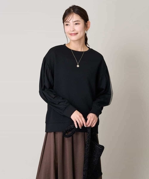 a.v.v(アーヴェヴェ)の「チュールスリーブトップス(Tシャツ/カットソー・レディース・アイボリー/ブラック・40/38/36/34/42)」の15枚目の写真