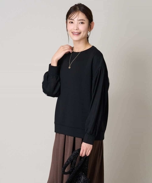 a.v.v(アーヴェヴェ)の「チュールスリーブトップス(Tシャツ/カットソー・レディース・アイボリー/ブラック・40/38/36/34/42)」の16枚目の写真