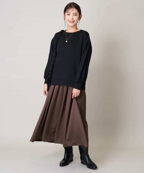 a.v.v(アーヴェヴェ)の「チュールスリーブトップス(Tシャツ/カットソー・レディース・アイボリー/ブラック・40/38/36/34/42)」の19枚目の写真