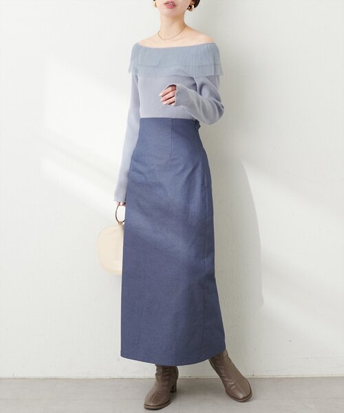 natural couture(ナチュラルクチュール)の「ストレッチナロースカート(スカート・レディース・ブラック/チャコールグレー/ブルー・FREE)」の21枚目の写真