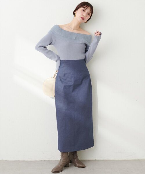 natural couture(ナチュラルクチュール)の「ストレッチナロースカート(スカート・レディース・ブラック/チャコールグレー/ブルー・FREE)」の22枚目の写真