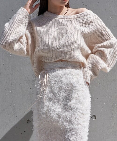 RAY CASSIN(レイカズン)の「前後2WAYループロゴルーズ短丈ニット(ニット/セーター・レディース・チャコールグレー/アイボリー/グリーン・FREE)」の18枚目の写真