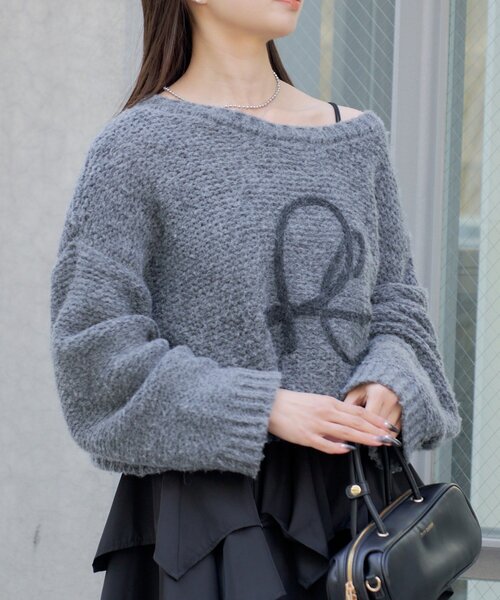 RAY CASSIN(レイカズン)の「前後2WAYループロゴルーズ短丈ニット(ニット/セーター・レディース・チャコールグレー/アイボリー/グリーン・FREE)」の20枚目の写真