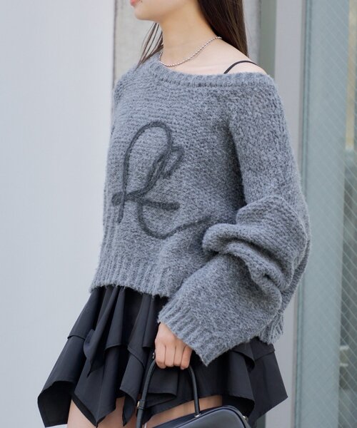 RAY CASSIN(レイカズン)の「前後2WAYループロゴルーズ短丈ニット(ニット/セーター・レディース・チャコールグレー/アイボリー/グリーン・FREE)」の21枚目の写真