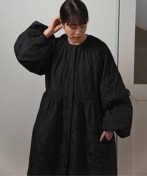 セール】boa quilting volume flare long coat / ボアキルティング 