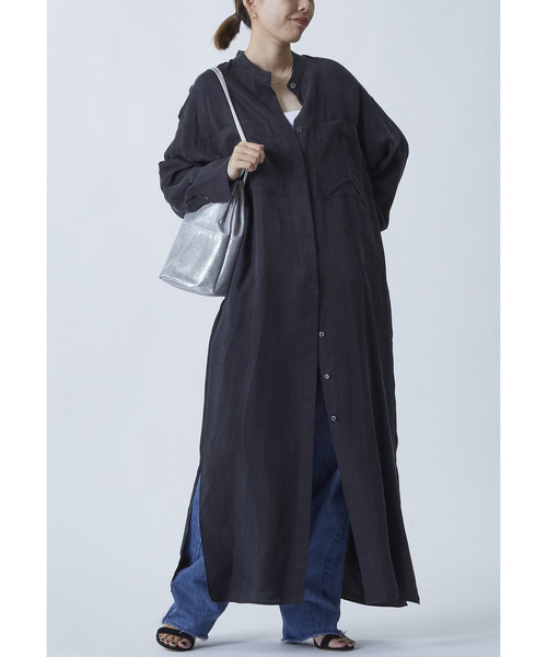 プルミエアロンディスモン キュプラフィブリルシャツワンピース