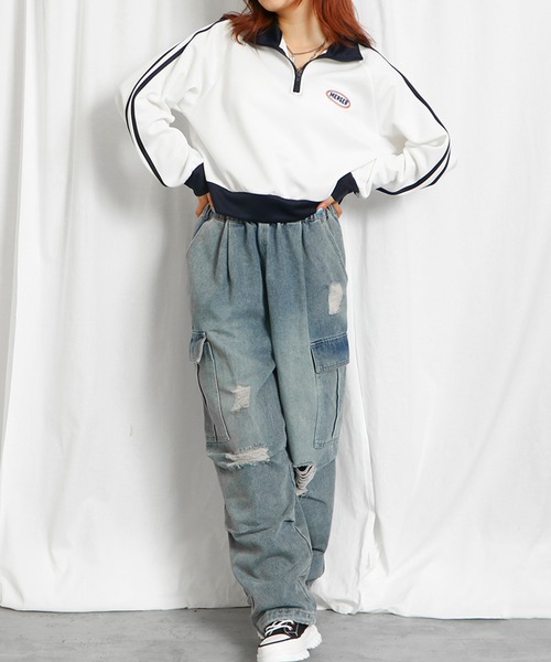 GORGE(ゴージ)の「ハーフZIPライン短丈プルオーバー(その他トップス・レディース・ネイビー/オフホワイト・F)」の3枚目の写真