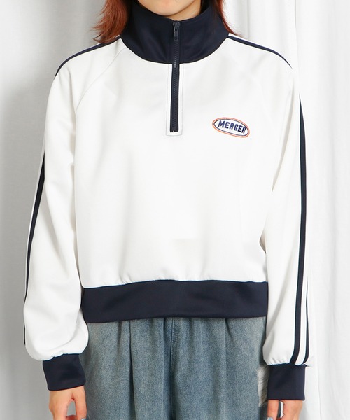 GORGE(ゴージ)の「ハーフZIPライン短丈プルオーバー(その他トップス・レディース・ネイビー/オフホワイト・F)」の5枚目の写真