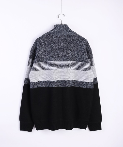 WESTSEA(ウエストシー)の「裏ボア ミックスヤーン ドライバーズニット ボーダー柄(ニット/セーター・メンズ・ブラック/ブルー/ブラウン・M/L/XL)」の5枚目の写真