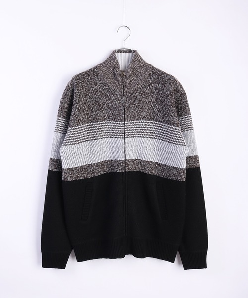 WESTSEA(ウエストシー)の「裏ボア ミックスヤーン ドライバーズニット ボーダー柄(ニット/セーター・メンズ・ブラック/ブルー/ブラウン・M/L/XL)」の7枚目の写真