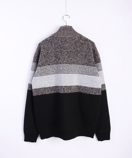WESTSEA(ウエストシー)の「裏ボア ミックスヤーン ドライバーズニット ボーダー柄(ニット/セーター・メンズ・ブラック/ブルー/ブラウン・M/L/XL)」の8枚目の写真